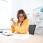 Businesswoman analysing document